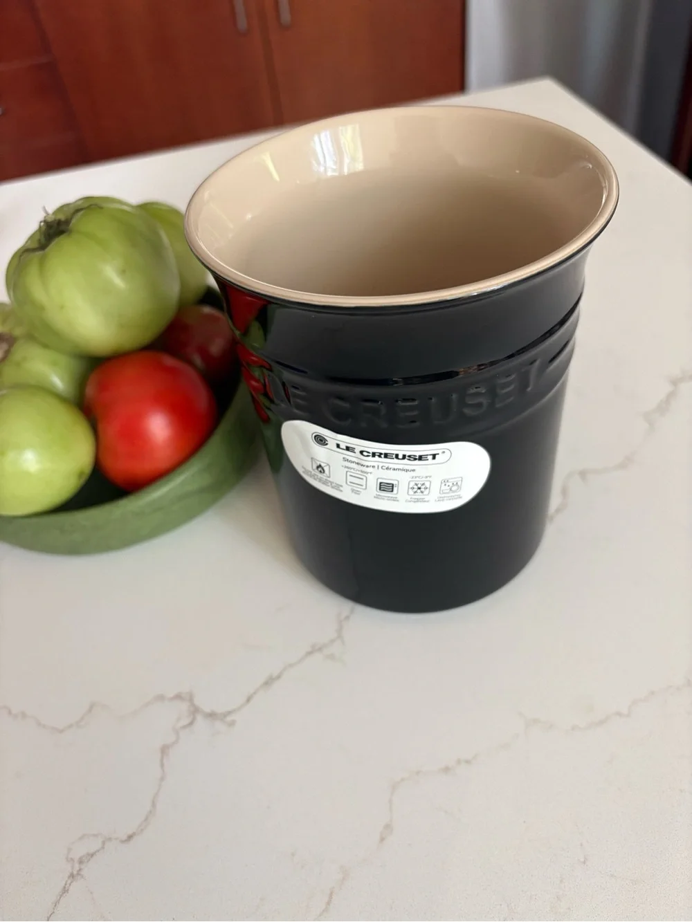 NWT Le Creuset Black Onyx Ceramic 1L Utensil Crock
